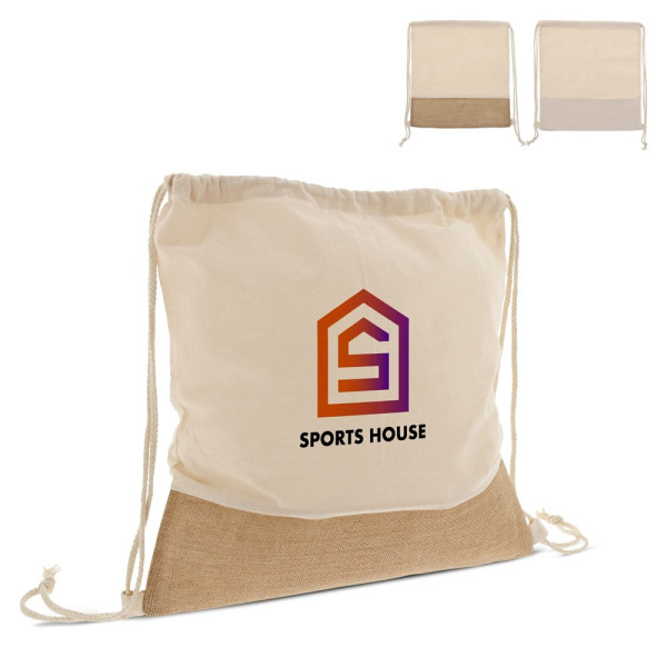 Trekkoord rugzak Jute met katoenen koorden 38x41cm