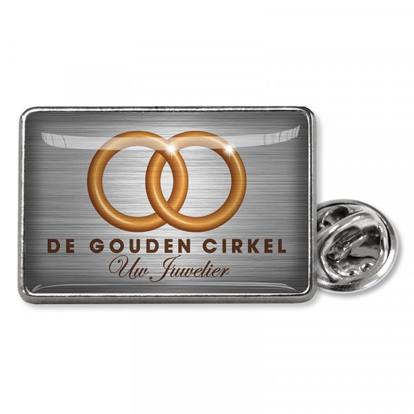 Rechthoekige pin met dominglabel en vlindersluiting