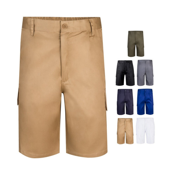 VL CHIONE. Bermuda in keperstof met meerdere zakken (200g/m²), van katoen (35%) en polyester (65%)
