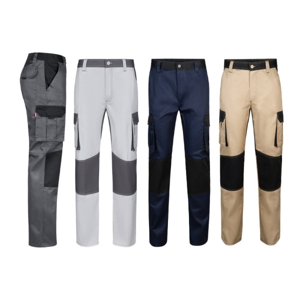 VL NJORD. Tweekleurige keperbroek met meerdere zakken (240 g/m²), van katoen (35%) en polyester (65%