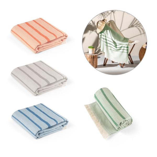 CAPLAN. Multifunctionele handdoek (260 g/m²) van licht en resistent katoen (90%) en gerecycled katoe